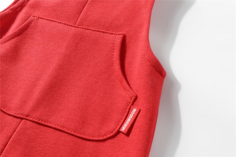 Mud Kingdom Infant Boys Overalls Cotton Plain Adjustable Straps Casual Spring Autumn Christmas Red 9-12 Months - Image 5