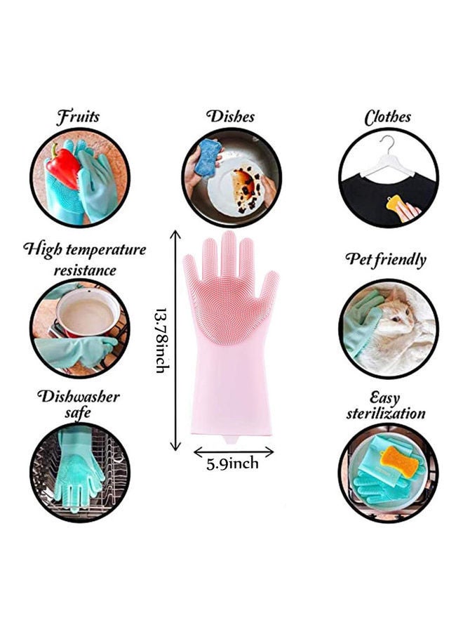 NIBEMINENT Magic Dishwashing Cleaning Sponge Gloves Pink 300g - Image 2