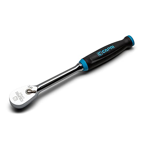 Capri Tools 38 in Drive Fine 90Tooth Ratchet Ergonomic Soft Grip 95 in Long - Image 1