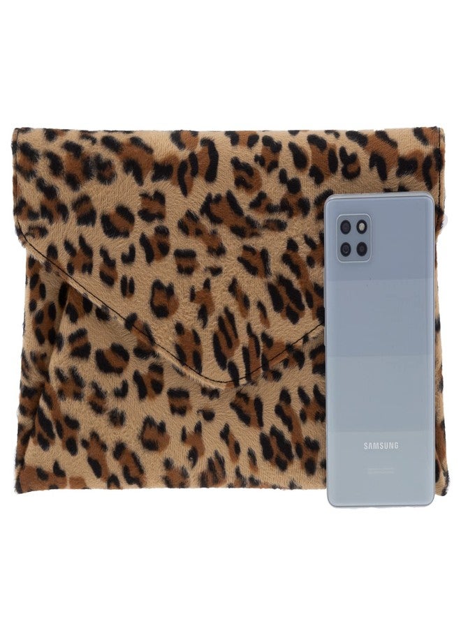 JNB Faux Fur Leopard Print Double Pocket Clutch for Women, Statement Evening Bag with Crossbody Chain Strap, Zipper Pocket, Gold Hardware, Mustard30 - Image 5