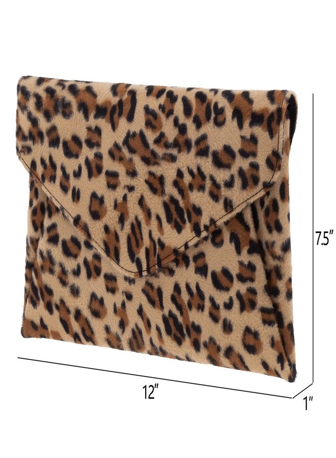 JNB Faux Fur Leopard Print Double Pocket Clutch for Women, Statement Evening Bag with Crossbody Chain Strap, Zipper Pocket, Gold Hardware, Mustard30 - Image 3