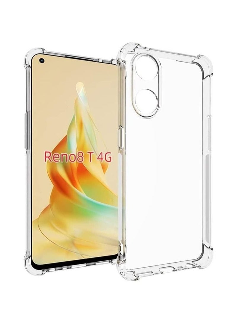 حافظة متوافقة مع غطاء اوبو رينو 8T 4G من السيليكون الشفاف المصنوع من مادة TPU المقاومة للصدمات وزوايا TPU المقاومة للصدمات - Image 3