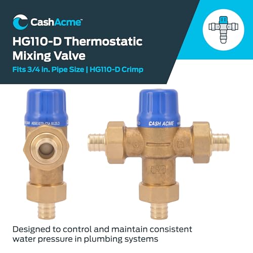 Cash Acme 3/4 Inch HG110 Crimp Thermostatic Mixing Valve with Barb Connections and Integral Checks, Brass Plumbing Fitting, 24507 - Image 2