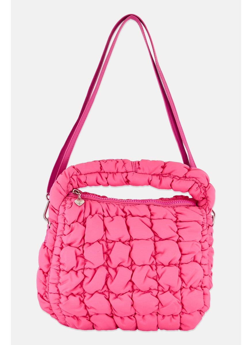 Miss Gwen's OMG Kids Girl Quilted Scrunchies Hobo Sling Bag, Hot Pink  - Image 1
