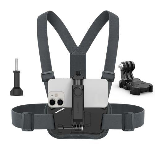 Sametop Phone Chest Mount Harness Holder Mobile Phone Strap Clip Compatible with iPhone Samsung GoPro 13/12/11/10/9/8 DJI Osmo and Most Cell Phones Action Cameras POV/VLOG - Image 1