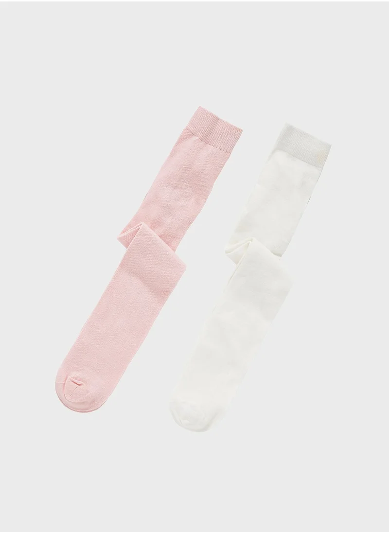 mothercare Pink and Cream Frilly Tights - 2 Pack