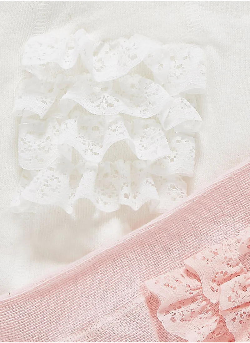 mothercare Pink and Cream Frilly Tights - 2 Pack