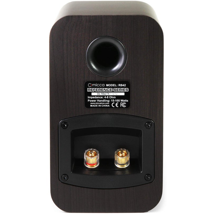 Micca RB42 Reference Bookshelf Speaker with 4-Inch Woofer and Silk Tweeter (Dark Walnut, Pair) - Image 5