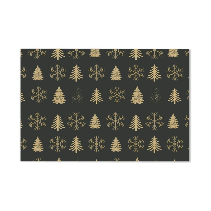 TheYaYaCafe Xmas Tree Snowflake 4 Table Mats and Runner Set for Dining Table Black 1 Table Runner Canvas Cotton Fabric 12X48 inches 4 Cotton Table Placemats