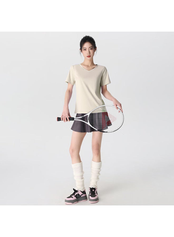 Nome Ice Silk Quick-dry Short Sleeve T-shirt Women's Loose Fit Shoulder Running Fitness Sports Cream Yellow S - Image 1