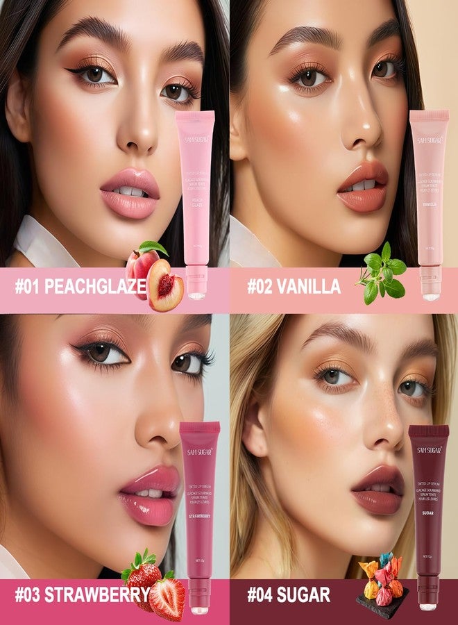 SAM SUGAR 4pcs Lip Balm Hydrating Tinted Lip Gloss Set Moisturizing Lip Butter Balm with Natural Shine Non-Sticky Lip Care for Dry Lips - Image 2