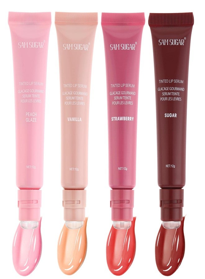 SAM SUGAR 4pcs Lip Balm Hydrating Tinted Lip Gloss Set Moisturizing Lip Butter Balm with Natural Shine Non-Sticky Lip Care for Dry Lips - Image 1