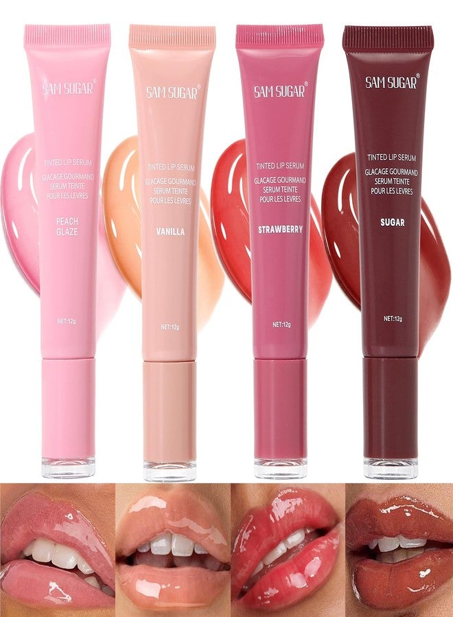 SAM SUGAR 4pcs Lip Balm Hydrating Tinted Lip Gloss Set Moisturizing Lip Butter Balm with Natural Shine Non-Sticky Lip Care for Dry Lips - Image 5