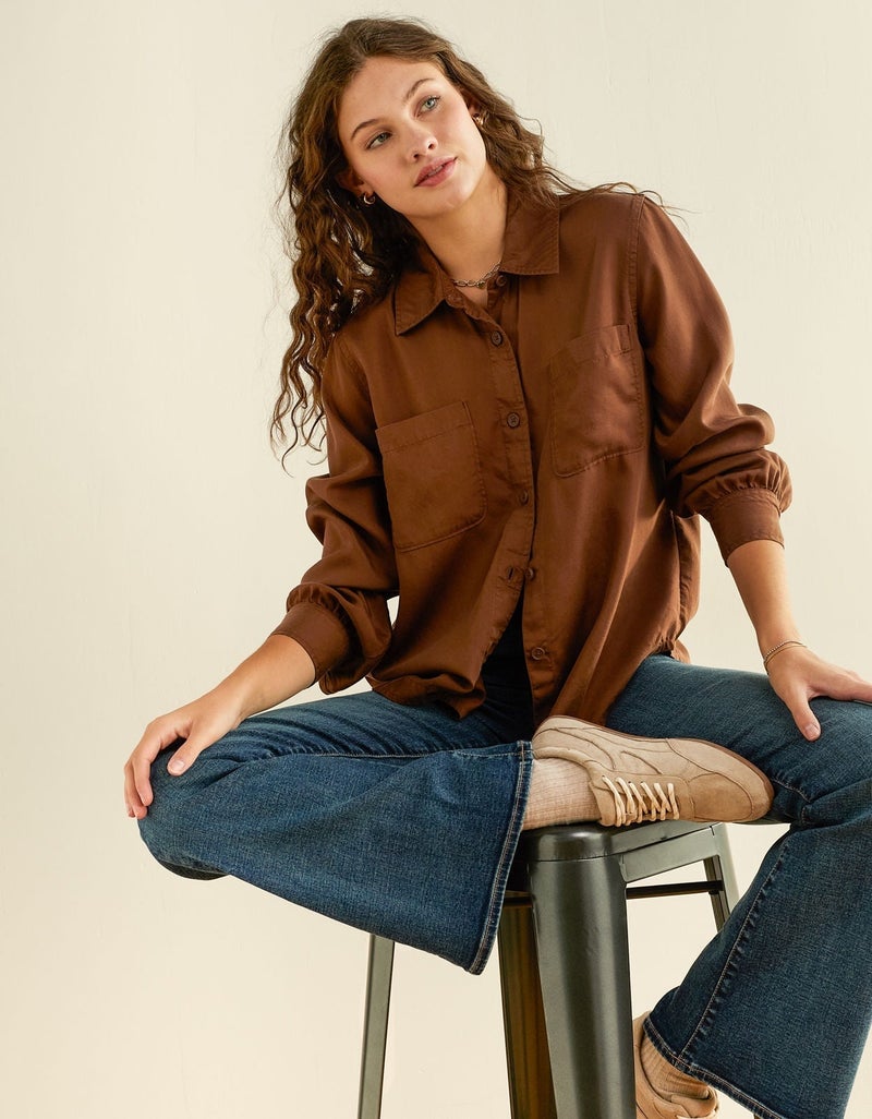 American Eagle AE Bestie Button-Up Shirt - Image 1
