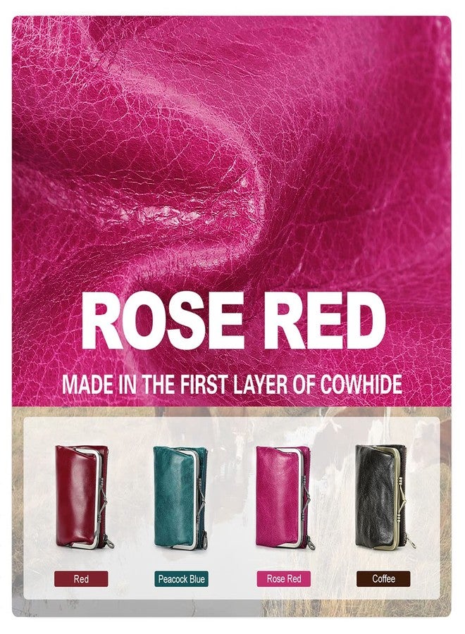 كونتاكتس محفظة كونتاكتس النسائية الجلدية الصغيرة المزودة بسحاب وقفل كبس، محفظة نقود معدنية ثنائية الطي مزودة بمشبك RFID وحامل بطاقات مع نافذة للصورة - Image 5