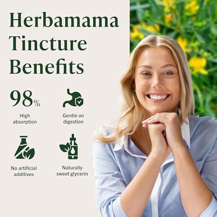 HERBAMAMA St. John's Wort Tincture - Vegan Mood Support & Women's Calmness with St. John's Wort Extract Drops - Non-GMO, Alcohol & Sugar-Free Liquid Supplement, 42-Day Supply - Image 5