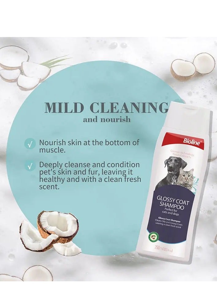 Bioline Glossy Coat Shampoo - Dogs And Cats 250ml - Image 2