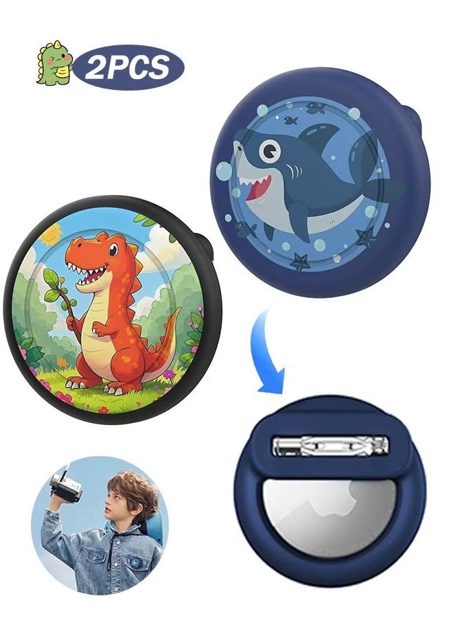 Air Tags-2 Pack Airtag Holder Case with Cute Cartoon Pattern, Silicone Airtag Holder with Safety Brooch Pins, Anti-Lost for Kids, Clothing, Backpack - Image 1