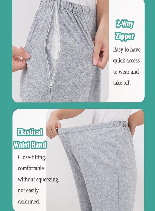 DURASIKO Unisex Side Zipper Bedridden Patient Clothing,Patient Tear Away Pants,Soft Cotton Material,Hospital Pants for Home Care/Post Surgery/Dialysis/Elderly/Fracture/Disability/Rehab Gray - Image 2