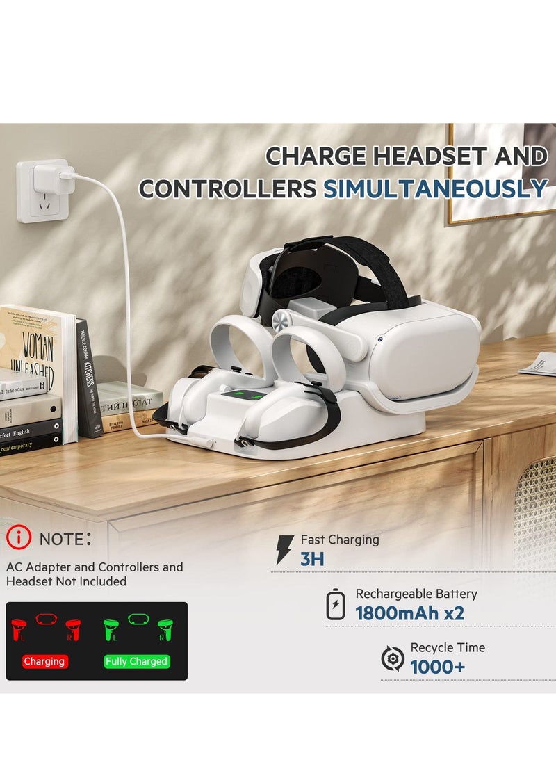 Charging Dock for Quest 2 VR Headset Charging Stand for Oculus/Meta Quest 2 High Speed Charging Station for VR Headset and Touch Controllers, Quick Charging with Colorful LED Indicator - Image 3