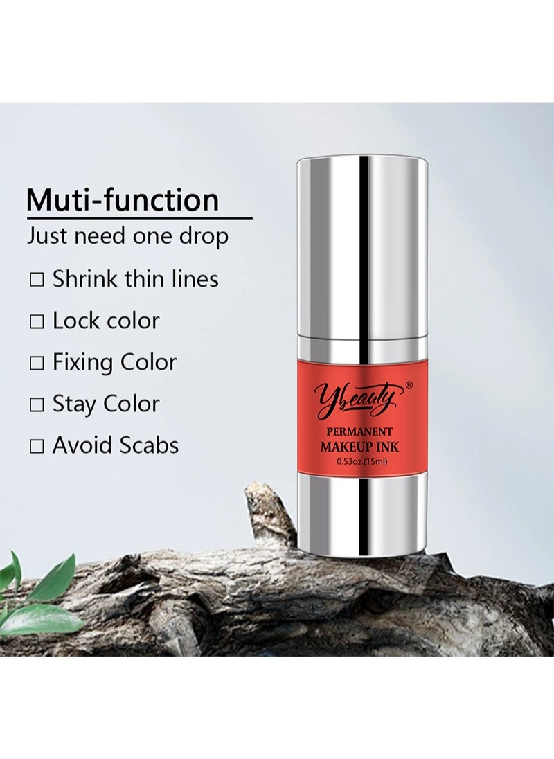 Ybeauty - Eyebrow And Lip Pigments，Natural Permanent Makeup Ink, Eyebrow， Lip And Eyeliner Tattoo Natural Plant Ink Pigments，Long-Lasting Color Lip Tattoo Makeup (15ml, Brilliant Red) - Image 1