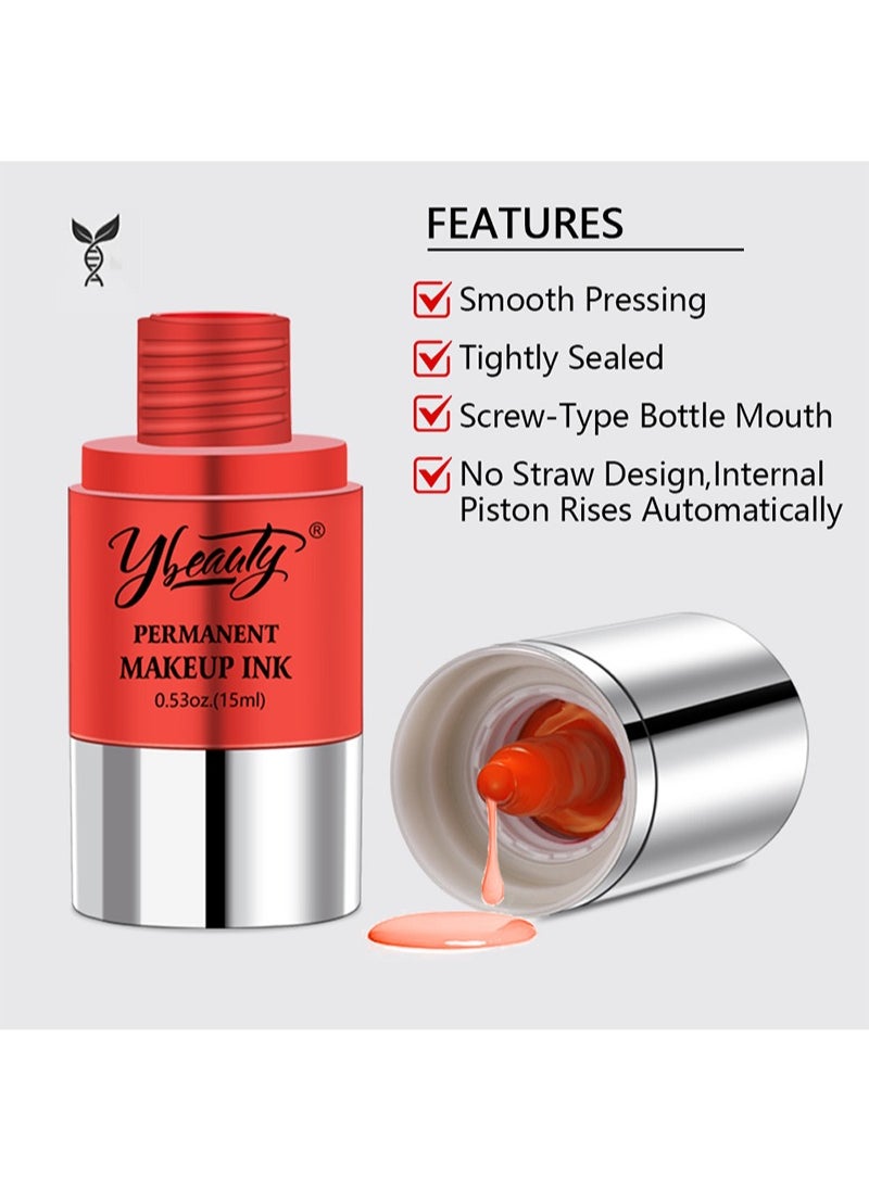 Ybeauty - Eyebrow And Lip Pigments，Natural Permanent Makeup Ink, Eyebrow， Lip And Eyeliner Tattoo Natural Plant Ink Pigments，Long-Lasting Color Lip Tattoo Makeup (15ml, Brilliant Red) - Image 1