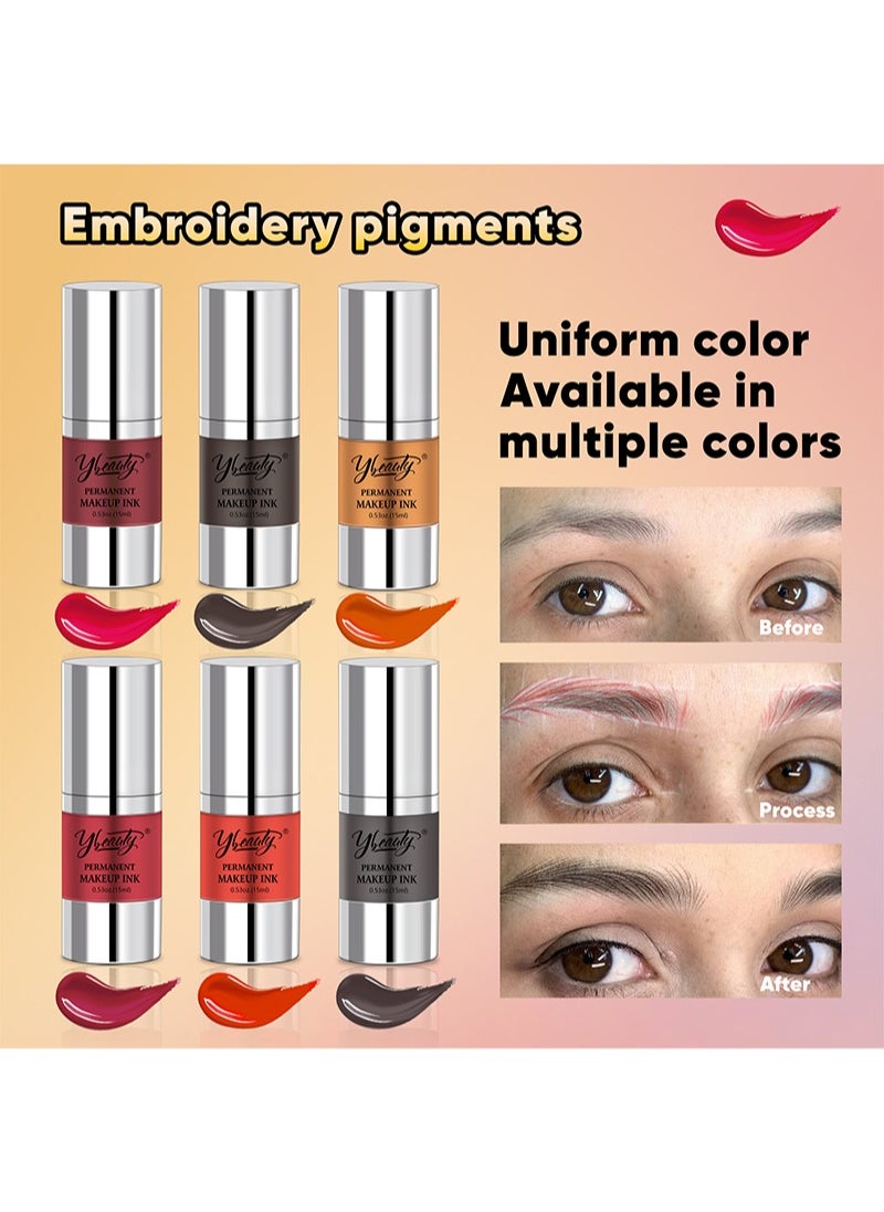 Ybeauty - Eyebrow And Lip Pigments，Natural Permanent Makeup Ink, Eyebrow， Lip And Eyeliner Tattoo Natural Plant Ink Pigments，Long-Lasting Color Lip Tattoo Makeup (15ml, Brilliant Red) - Image 1