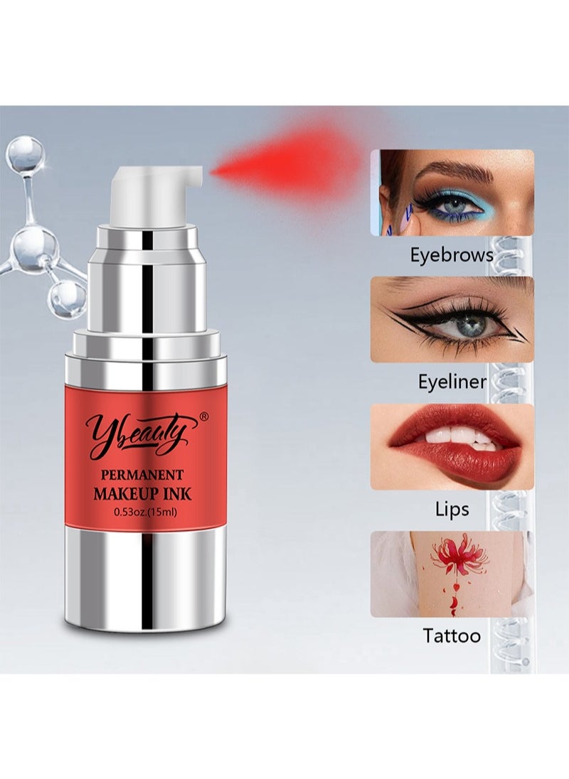 Ybeauty - Eyebrow And Lip Pigments，Natural Permanent Makeup Ink, Eyebrow， Lip And Eyeliner Tattoo Natural Plant Ink Pigments，Long-Lasting Color Lip Tattoo Makeup (15ml, Brilliant Red) - Image 1