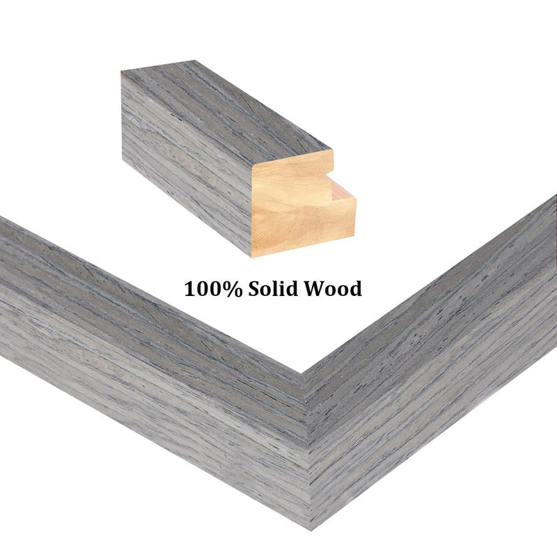 Egofine 6x8 Picture Frame Made of Solid Wood with Plexiglass  Display Pictures 4x6/5x7 with Mat or 6x8 Without Mat Set of 4 for Tabletop and Wall Mounting  Light Grey - Image 2