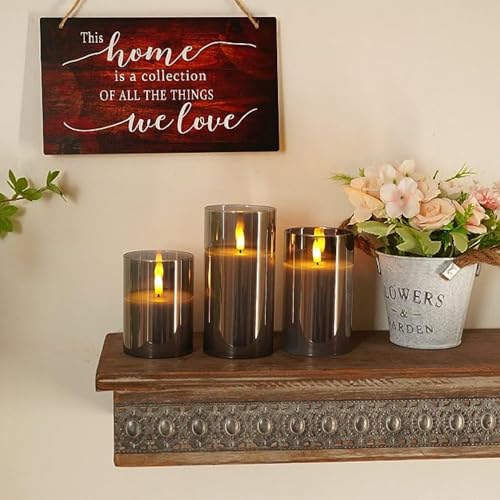 XERGY Acrylic Glass Battery Operated Flameless Led Candles (Arcylic-Candle-Gray-3set) - Image 5