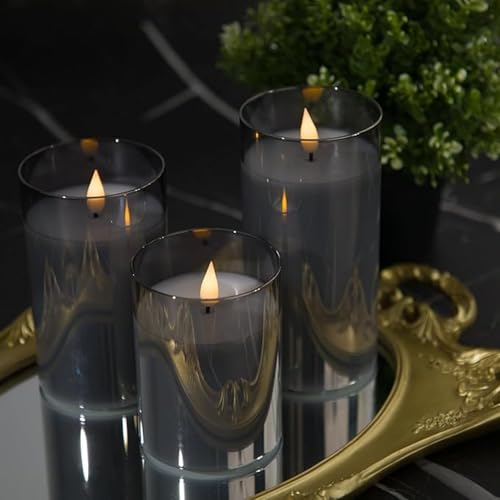XERGY Acrylic Glass Battery Operated Flameless Led Candles (Arcylic-Candle-Gray-3set) - Image 4