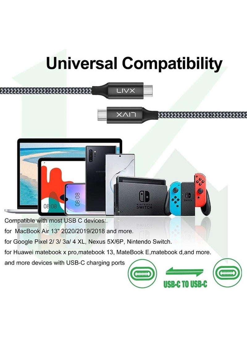Livx - Action Thunderbolt 4 Type C 100 W Pd Charging 1 Meter 40 Gbps Data and Image Transfer Braided Cable - Image 1