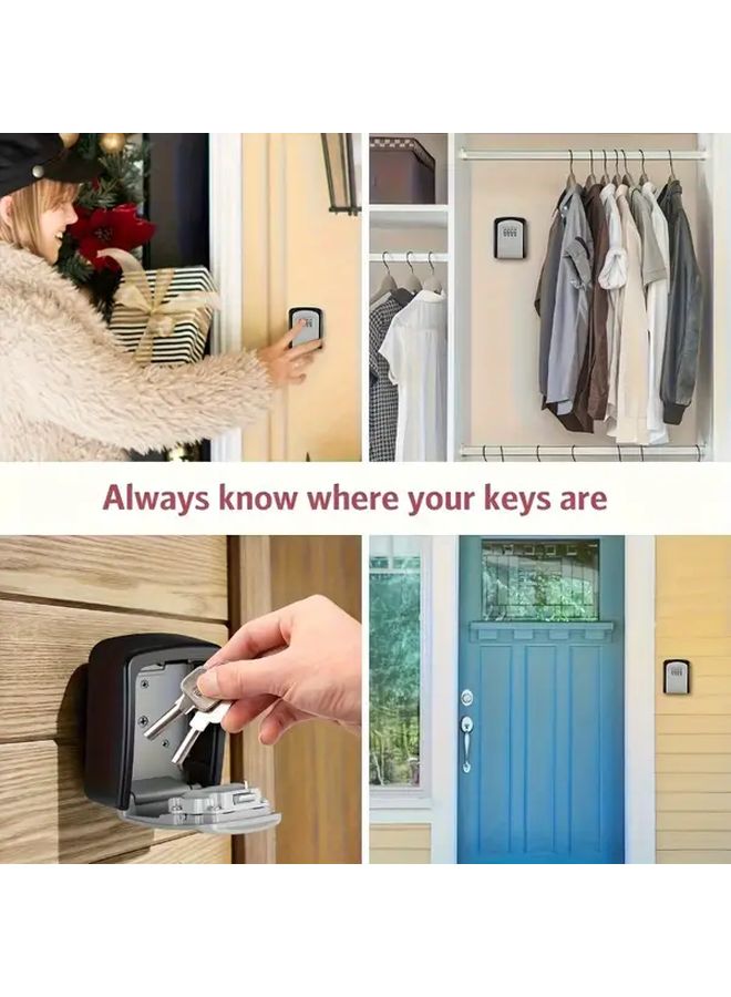 Heavy Duty Grey Key Lock Box Wall Mounted Key Safe For Office Property Management - Image 3