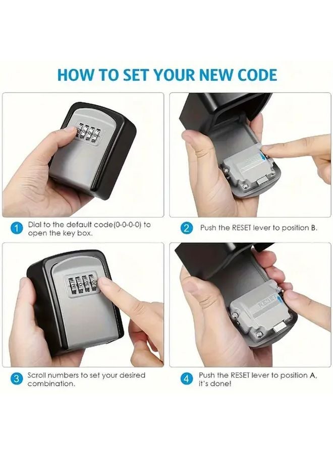 Heavy Duty Grey Key Lock Box Wall Mounted Key Safe For Office Property Management - Image 4