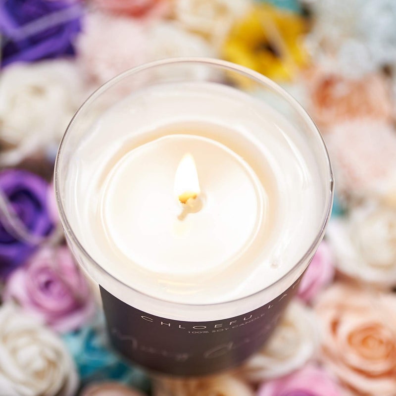 Chloefu LAN Happy Birthday Vanilla Cupcake Sugar Sweet Scented Soy Wax Candle for Home | 14.1 oz Clear Glass Jar, 100 Hour Burn Time Highly Scented & Long Lasting Burning All-Natural Organic Candle - Image 4