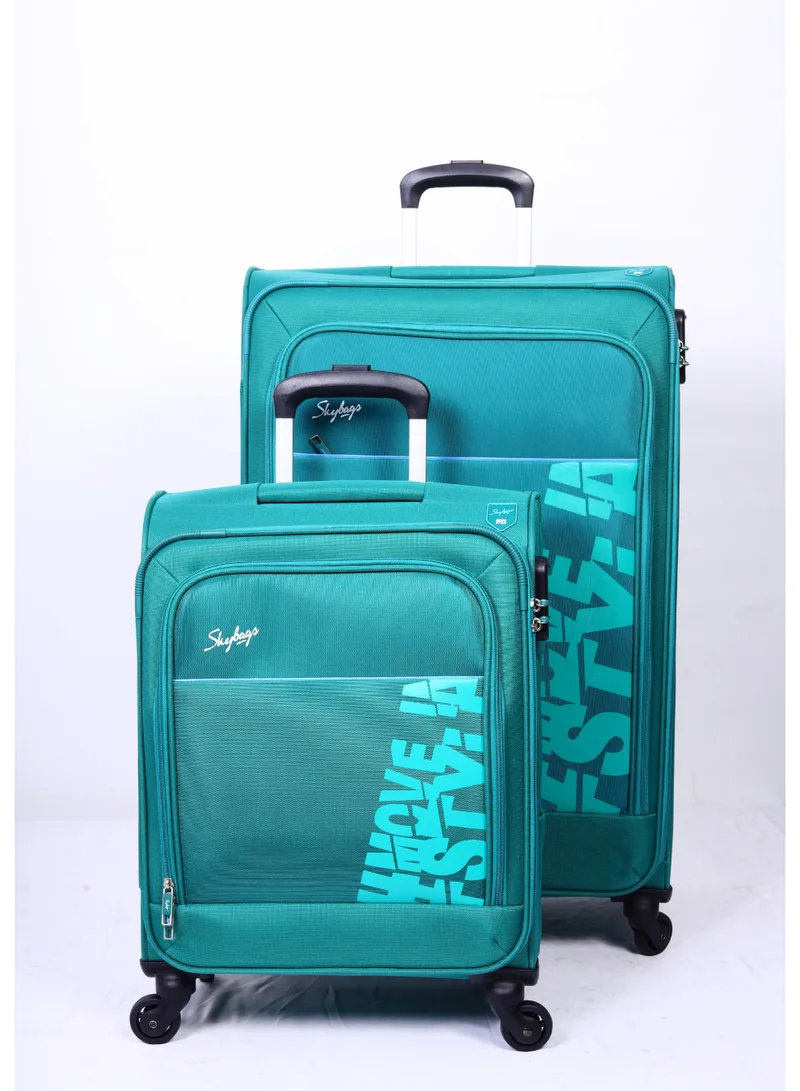 Skybags Rhumba Set Of 2 Luggage| 4W Str (E)| Polyester Soft Sided 360° 4 Wheels Spinner Trolleys- Cabin-20 Inch| Large- 28 Inch | Green