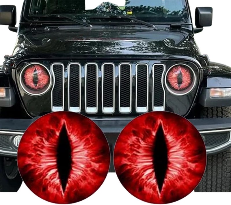 ColisPar Beast Eyes Headlight Decals Pair for Jeep, 2024 New Eye Decal for Jeep Wranglers Headlights, Car Accessories for Men Women, 3D Round Eyes Headlight Decal Stickers for Truck Car Bumper Decoration 2pcs - Image 2