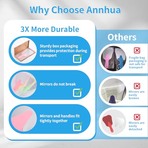 Annhua Handheld Mirror Small with Handle Blue, Hand Mirror Tooth-Shaped Kids Makeup Mirror Cute for Salon|Barber|Hairdressing - Easy to use & Lightweight - Image 4