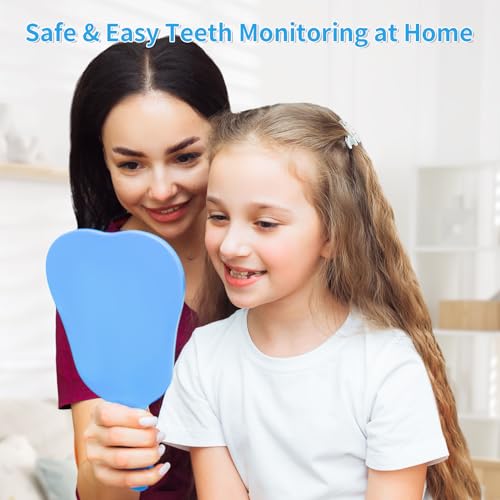 Annhua Handheld Mirror Small with Handle Blue, Hand Mirror Tooth-Shaped Kids Makeup Mirror Cute for Salon|Barber|Hairdressing - Easy to use & Lightweight - Image 5