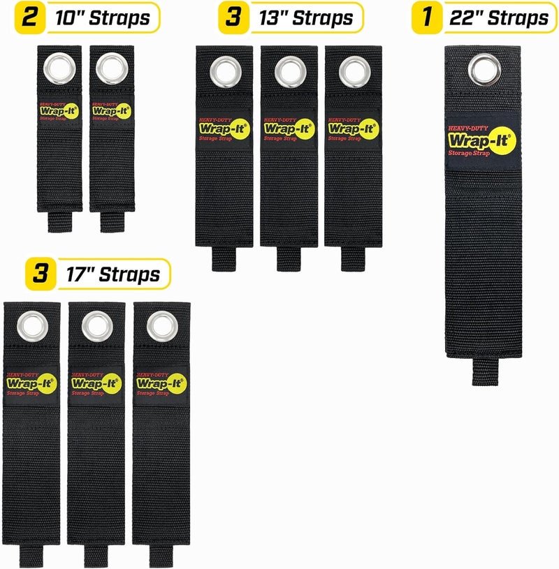 Wrap-It Storage Heavy-Duty Straps, Assorted 9 Pack - Hook and Loop Extension Cord Organizer Hanger, Cord Wrap Keeper, Cable Straps for Cords, Hoses, Rope, RV, Boat and Garage Storage and Organization - Image 3
