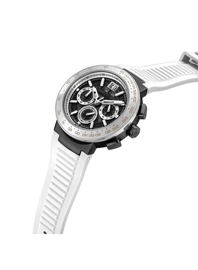 شيروتي 1881 Filiano 42mm Black Dial Silicone Strap Multifunction Watch For Men