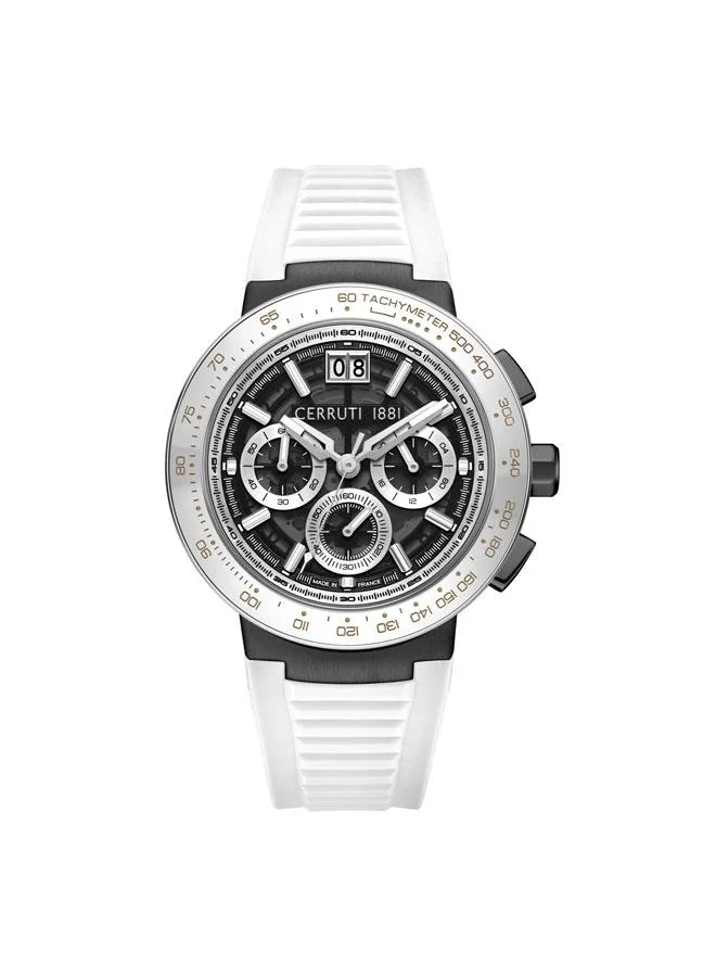 شيروتي 1881 Filiano 42mm Black Dial Silicone Strap Multifunction Watch For Men