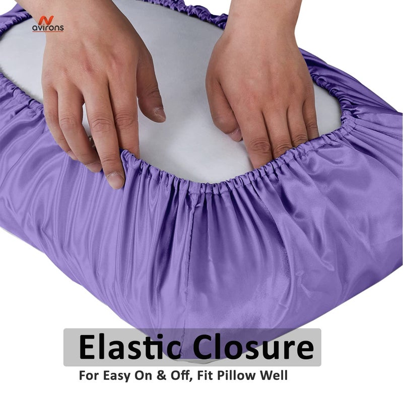 Avirons Satin Silk Pillow Covers with Eye Mask Best for Hair Skin Premium Satin Silk Pillow Cover for Breathable Hypoallergenic with Elastic Closure Design Size 18 28 inch Purple Color - Image 2
