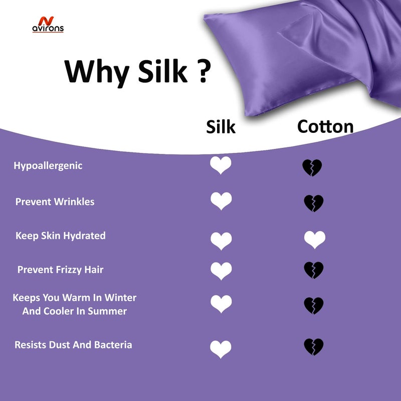 Avirons Satin Silk Pillow Covers with Eye Mask Best for Hair Skin Premium Satin Silk Pillow Cover for Breathable Hypoallergenic with Elastic Closure Design Size 18 28 inch Purple Color - Image 5