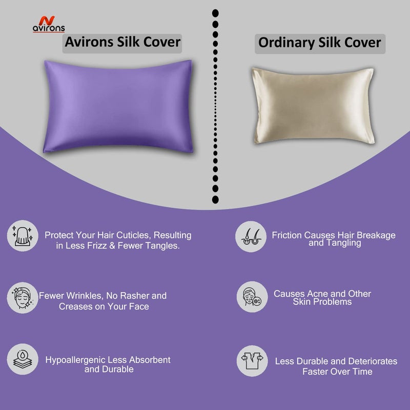 Avirons Satin Silk Pillow Covers with Eye Mask Best for Hair Skin Premium Satin Silk Pillow Cover for Breathable Hypoallergenic with Elastic Closure Design Size 18 28 inch Purple Color - Image 4