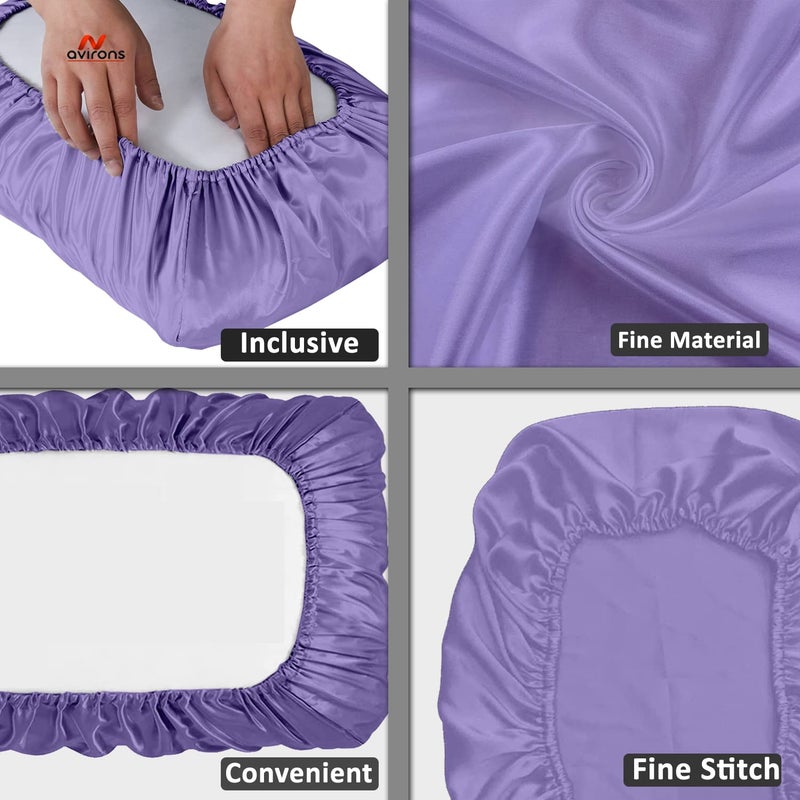 Avirons Satin Silk Pillow Covers with Eye Mask Best for Hair Skin Premium Satin Silk Pillow Cover for Breathable Hypoallergenic with Elastic Closure Design Size 18 28 inch Purple Color - Image 3