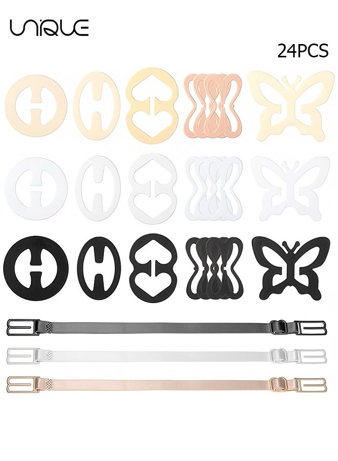 Unique 24 Pcs Bra Strap Clips Bra Strap Holders for Slipping Anti-Slip Bra Clips to Make Racerback Keep Women's Bra Straps In Place Bra Strap Extender Bra Hooks for Racerback Conceal Straps - Image 1