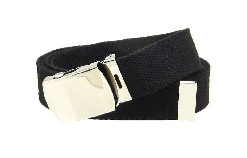 BC Belts Black Web Belt with Buckle Military Style - Image 1