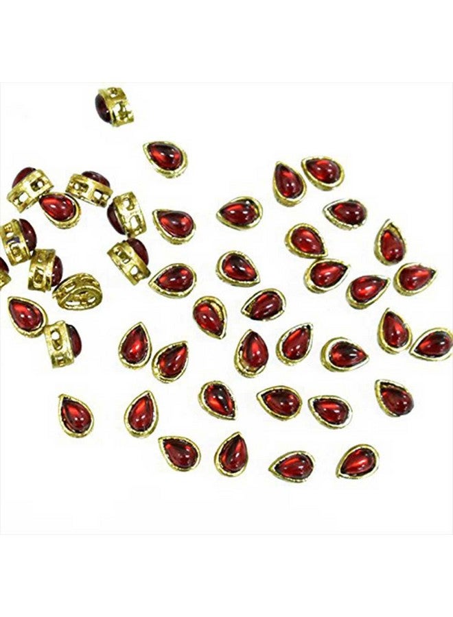 Embroiderymaterial Kundan Stones Combo for Embroidery & Jewelry Making in Tear Drop Shape - 4 Color - Size:- 5 * 8MM - 100 Pieces - 25Pieces/Color, Multicolor - Image 4