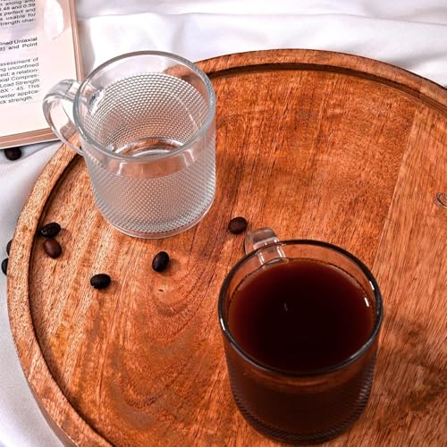 WRINGO 250 ML Coffee Mugs Footed with Handle and Glasses Straws Tea Cup Drinkware for Beer,Juice,Beverages, Glass Cappuccino Mugs, Clear Glass Latte Cups (Mug Set of 2) - Image 4